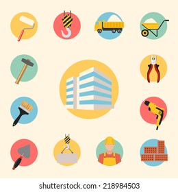 construction, building, tools and repair vector icons set. infographics template elements