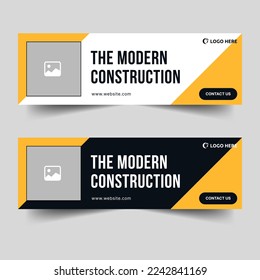 Construction building web banner design, social media posts, minimal and creative design