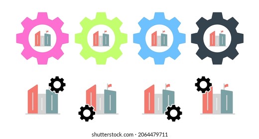 Construction buildings usa vector icon in gear set illustration for ui and ux, website or mobile application