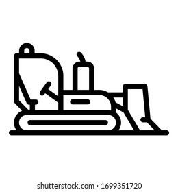 Construction bulldozer icon. Outline construction bulldozer vector icon for web design isolated on white background