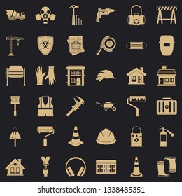 Construction bulldozer icons set. Simple style of 36 construction bulldozer vector icons for web for any design