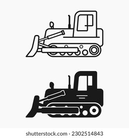 ilustración plana vectorial de la línea del bulldozer de construcción