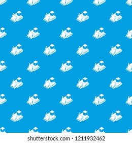 Construction bulldozer pattern vector seamless blue repeat for any use