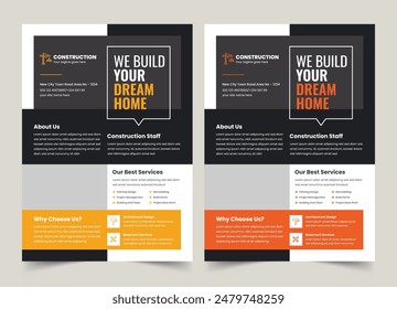 Construction Business Flyer Template, a4 flyer template, Clean Construction Flyer, Business Corporate Flyer