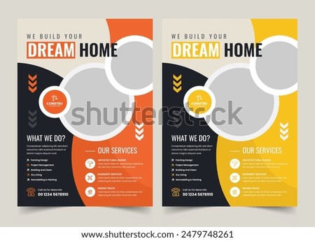 Construction Business Flyer Template, a4 flyer template, Clean Construction Flyer, Business Corporate Flyer