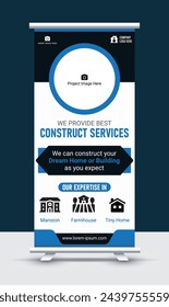 Construction business rollup banner or standee for marketing.