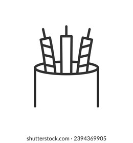 Construction of cable, linear icon, different wires inside the cable. Line with editable stroke