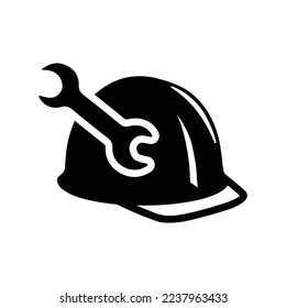 Construction, cap, work, repair icon. Black vector graphics.