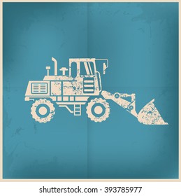 Construction car design on old background,vector