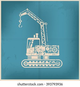 Construction car design on old background,vector