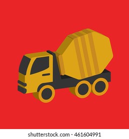 Construction car design on red background,vector