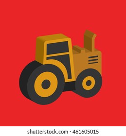 Construction car design on red background,vector
