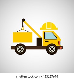 construction car with a helmet, vector illustration