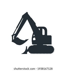 Construction car icon, build machine, vector isolated illustration, side view on white background. 