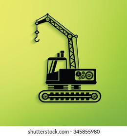Construction car on green background,clean vector