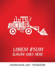 Construction car on red background,poster grunge design