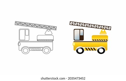 construction car transport icon (vector illustration for coloring book)