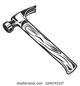 Construction carpenter hammer monochrome concept illustration