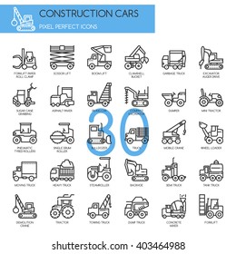 Construction Cars  , Thin Line and Pixel Perfect Icons