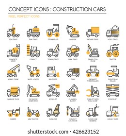 Construction Cars , Thin Line and Pixel Perfect Icons