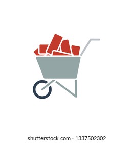 Construction cart icon . Flat design. Vector illustration.