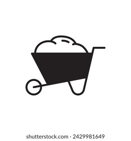 Construction cart icon. Handcart flat sign design. Concrete transportation symbol pictogram. UX UI icon