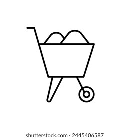 Construction cart icon. Handcart flat sign design. Concrete transportation symbol pictogram. Agriculture garden tool buggy wheelbarrow UX UI icon