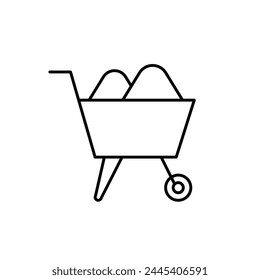 Construction cart icon. Handcart flat sign design. Concrete transportation symbol pictogram. Agriculture garden tool buggy wheelbarrow UX UI icon