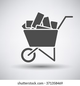 Construction cart icon on gray background with round shadow. Vector illustration.