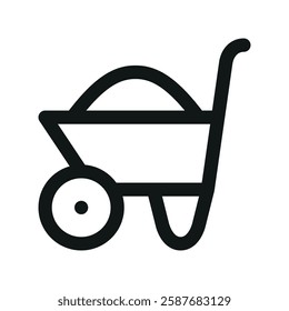 Construction cart UI icon, construction trolley simple line user interface vector symbol