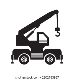 Construction caterpillar crane icon | Black Vector illustration |