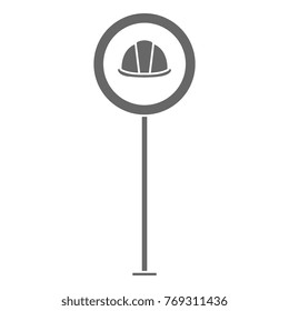 construction caution signal with helmet