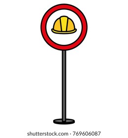construction caution signal with helmet