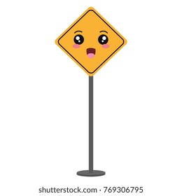 construction caution signal kawaii character