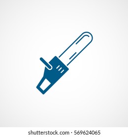 Construction Chainsaw Blue Flat Icon On White Background