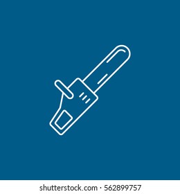 Construction Chainsaw Line Icon On Blue Background