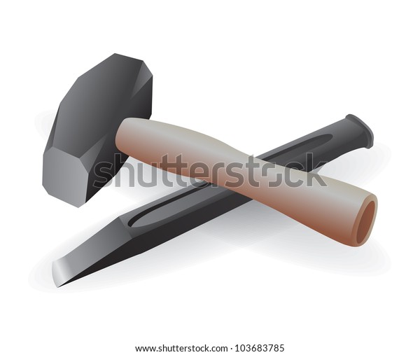 Construction Chisel Hammer Isolated Illustration Stock Vector (Royalty ...