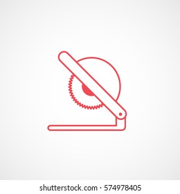 Construction Circular Round Saw Red Line Icon On White Background