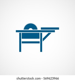 Construction Circular Saw Table Blue Flat Icon On White Background