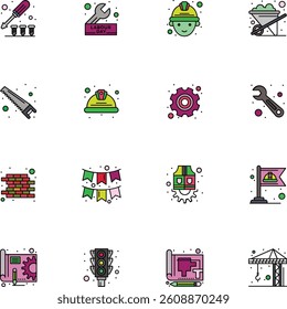 Construction color and outline icons 