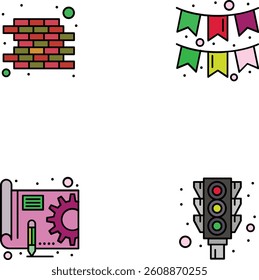 Construction color and outline icons 
