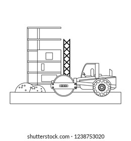 Construction compact vehicle in black and white