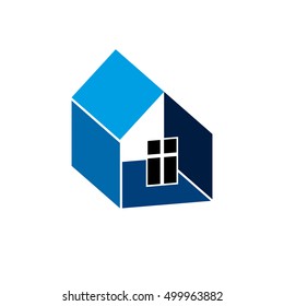 Construction company abstract symbol, building corporation. House vector design element, simple property developer or estate agency icon.