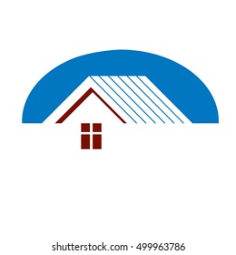 Construction company abstract vector symbol, building corporation. House design element, simple property developer or estate agency icon.