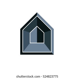 Construction company abstract vector symbol, building corporation. House design element, simple property developer or estate agency icon.