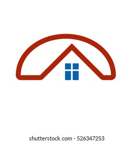 Construction company abstract vector symbol, building corporation. House design element, simple property developer or estate agency icon.