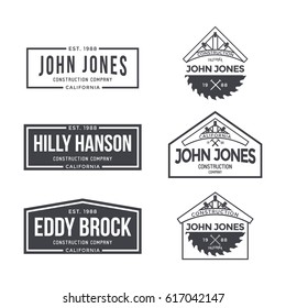 Construction Company Label and Badges. Vector