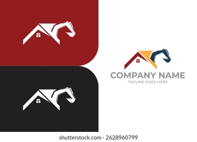 Construction company logo, builder logo design, real estate logo, excavator logo, home, house, 