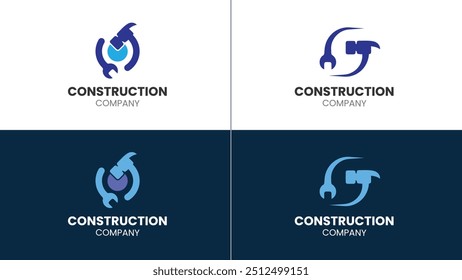Constructora Logo Design Set, Llave e Icono de martillo logotipos, Logotipo de construcción moderna, Logotipo de reparación.