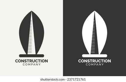 Construction Company Logo Design Template with Building Logo Mark
